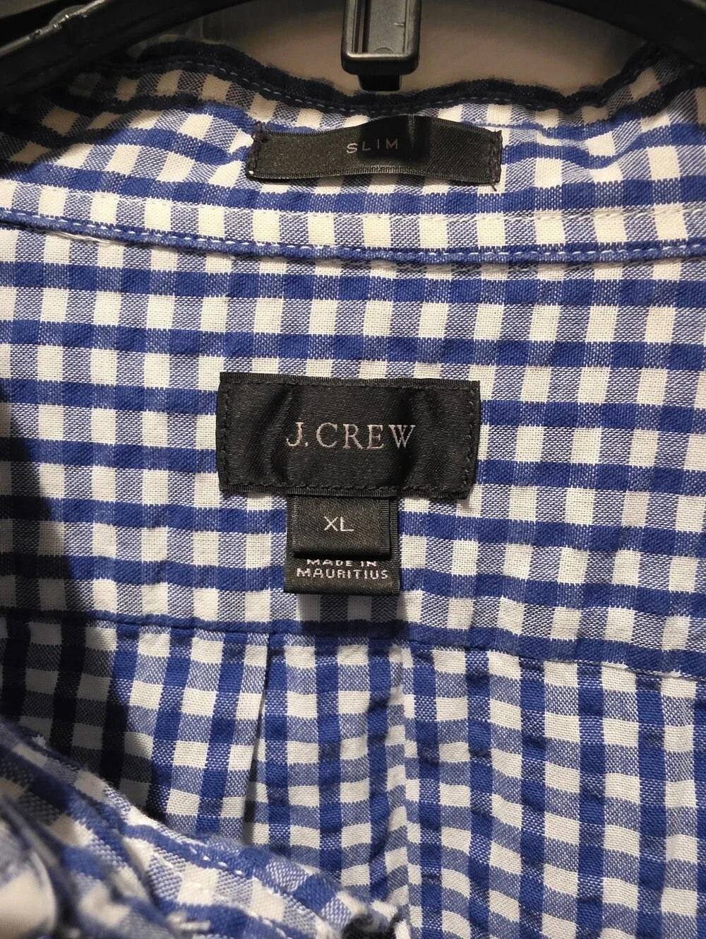J. Crew Men’s Navy and White Gingham Button-Down Shirt